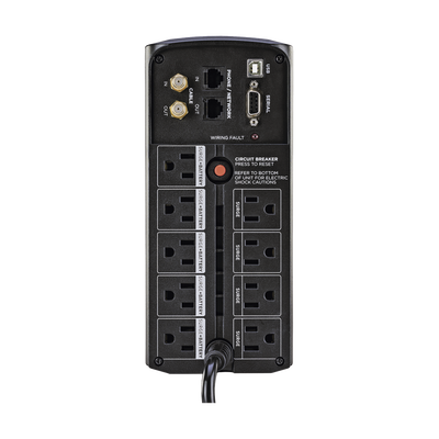 CYBERPOWER - UPS de 850 VA/510 W, Topología Línea Interactiva, Entrada 120 Vca NEMA 5-15P, Tipo Mini Torre, Con 9 Tomas NEMA 5-15R