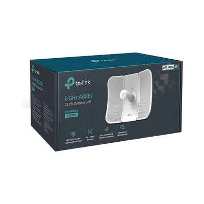TP-LINK - CPE de Exterior de 5 GHz AC 867 Mbps, Antena direccional de 23 dBi, potencia de 29 dBm, PoE pasivo