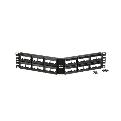 PANDUIT - Panel de Parcheo Modular Mini-Com (Sin Conectores), Angulado, Sin Blindaje, Con Etiqueta y Cubierta, de 48 Puertos, 2UR