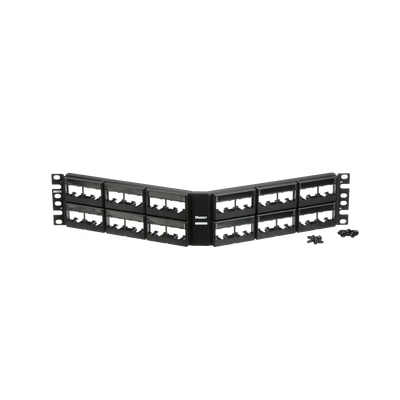 PANDUIT - Panel de Parcheo Modular Mini-Com (Sin Conectores), Angulado, Sin Blindaje, Con Etiqueta y Cubierta, de 48 Puertos, 2UR