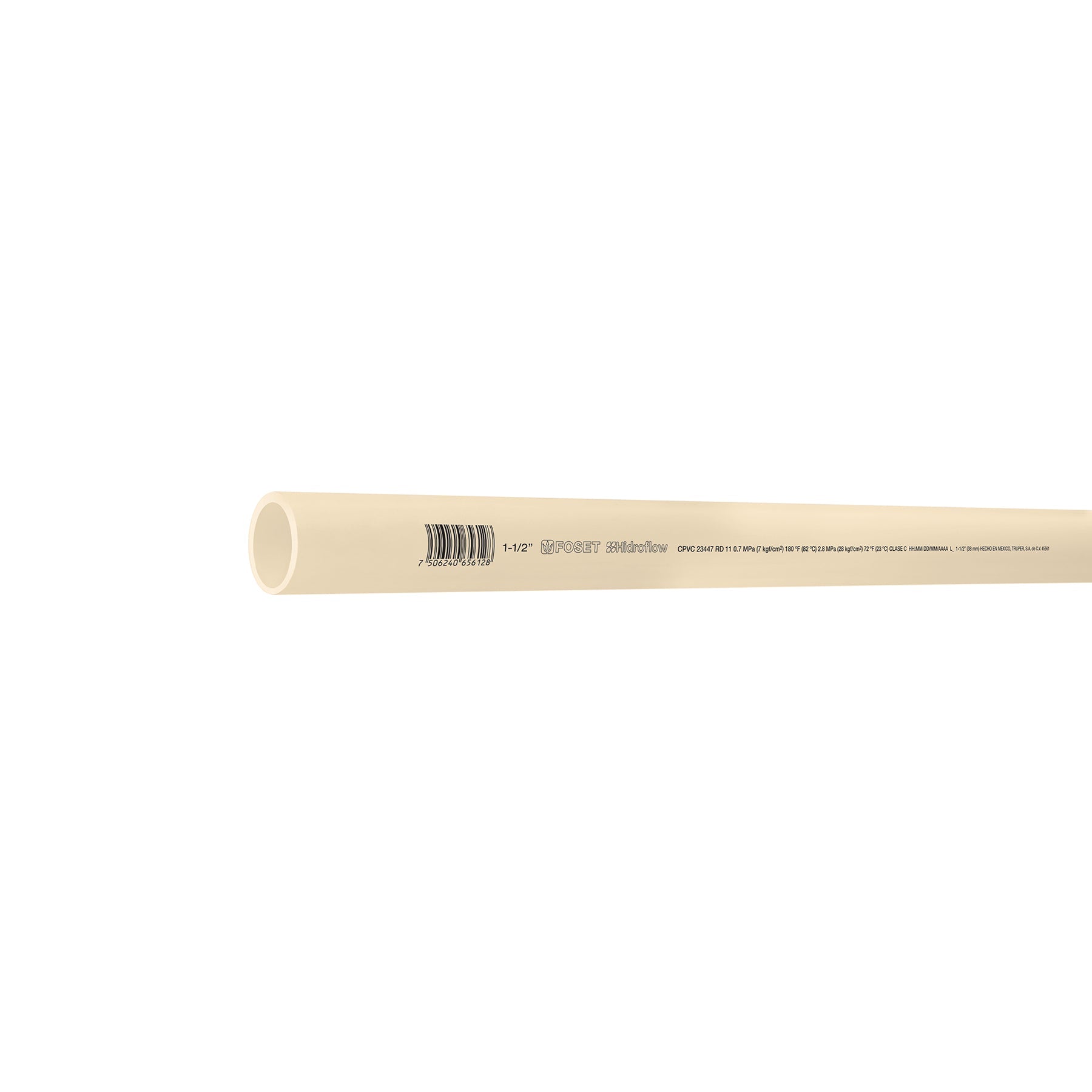 Tubo de 1-1/2' CPVC hidraulico RD 11, 3m, 2.1kg, FOSET