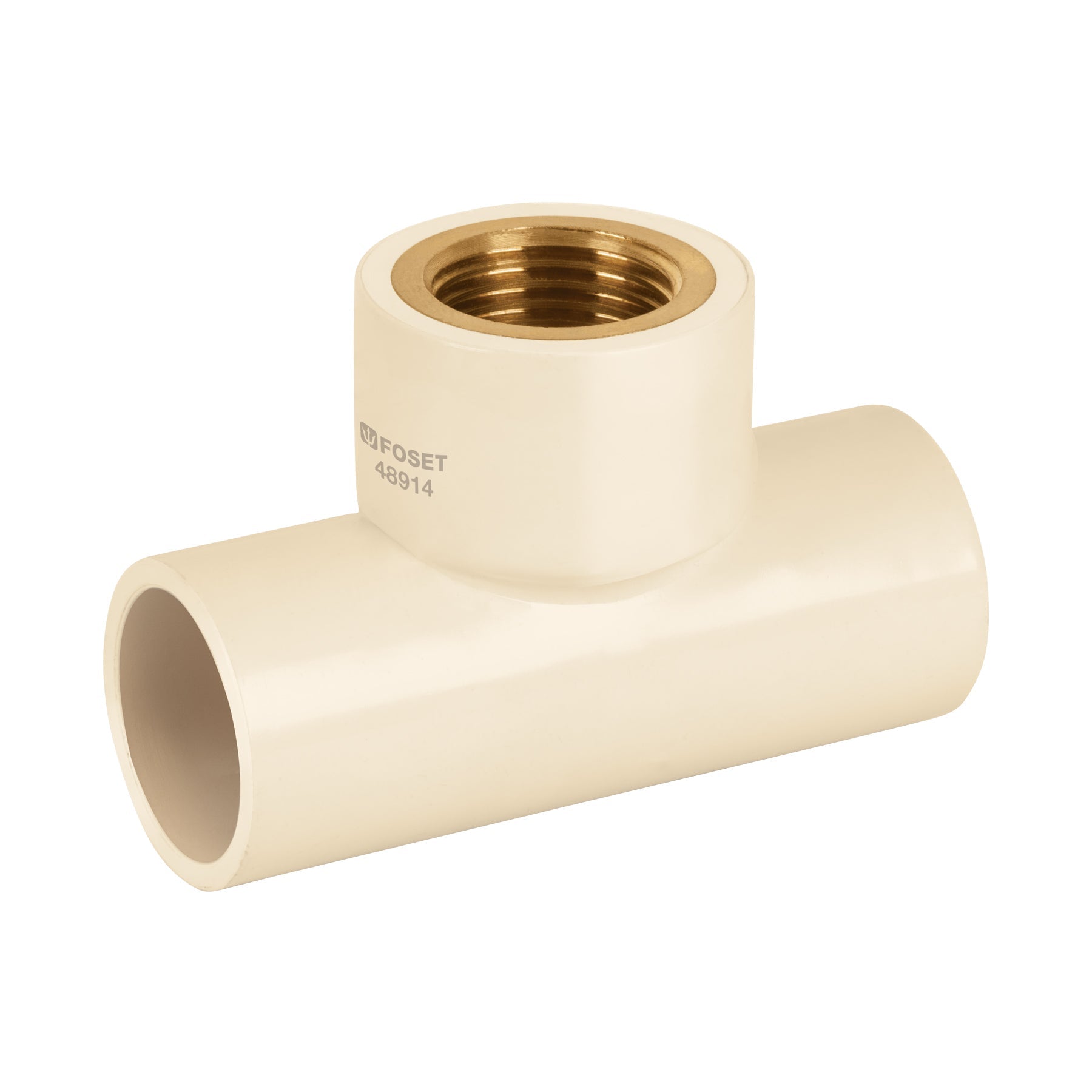 Tee de CPVC 1/2' rosca central hembra inserto laton, FOSET