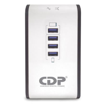 CDP - Regulador de voltaje CDP R2CU-AVR1008 1000VA/500W indicadores LED de funcionamiento 8  NEMA 5-15R y 4 puertos USB