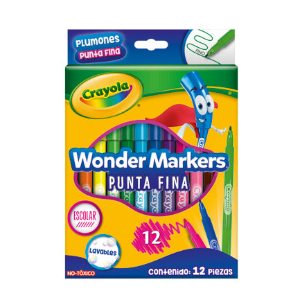 CRAYOLA - Plumones  Crayola Wonder con 12 piezas