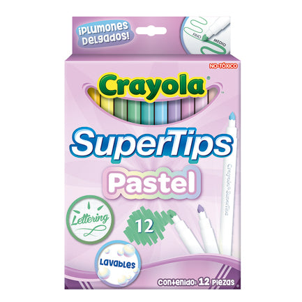 CRAYOLA - Plumones Crayola SuperTips Pastel con 12 piezas