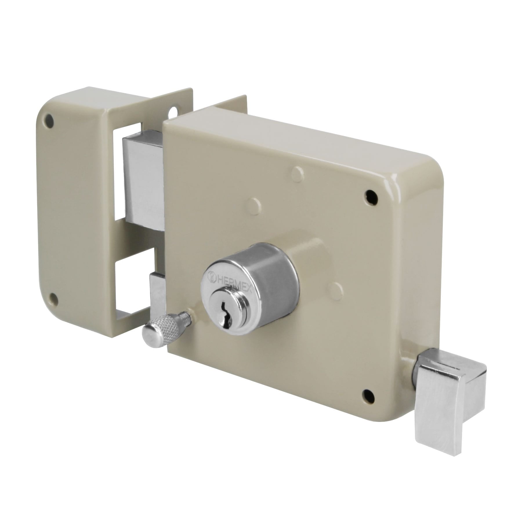 Cerradura sobreponer izq instala-facil, caja, HERMEX BASIC