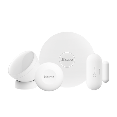 EZVIZ - Kit de Alarma Inalambrico / Incluye: 1 Hub, 1 Sensor PIR, 1 Contacto Magnético y 1 Smart Boton / Configuración y Visualización por App Móvil EZVIZ / Protocolo Zigbee