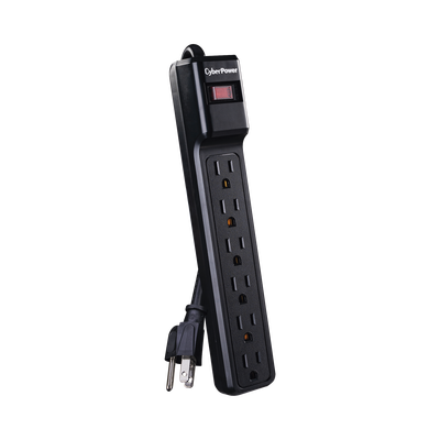 CYBERPOWER - Multicontacto Con Supresor de Picos, Voltaje de Entrada 125 Vca NEMA 5-15P, Con 6 Salidas NEMA 5-15R, 1200 Joules