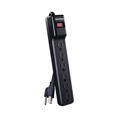 CYBERPOWER - Multicontacto Con Supresor de Picos, Voltaje de Entrada 125 Vca NEMA 5-15P, Con 6 Salidas NEMA 5-15R, 1200 Joules