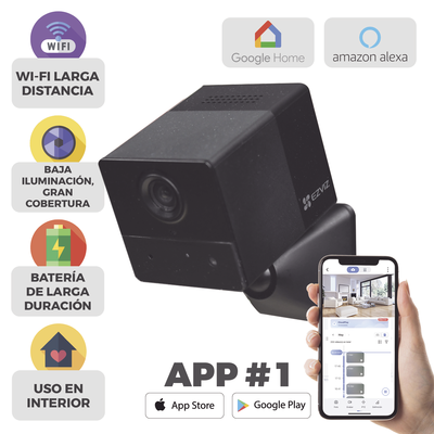 EZVIZ - Mini Cámara IP Inalámbrica Con Batería Recargable (Cero Cables) / 2 Megapíxel  / Uso en Interior / Grabación en la Nube / Base Magnética Para Adherirla a Superficies Metálicas