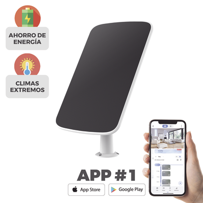 EZVIZ - Panel Solar Para Recargar Cámara de Batería Mod. CSBC1C / Evite Desmontar la Cámara para Recargar su Batería / Conector tipo miniusb.