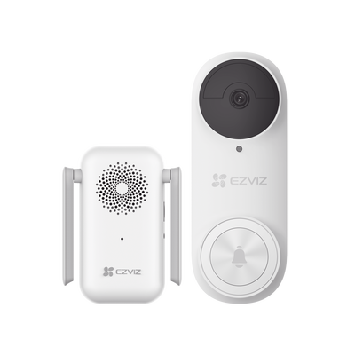 EZVIZ - Timbre con Cámara Wi-Fi (Doorbell) de Batería Recargable  / Libre de Cables / Uso Exterior Con Protección (IP65) / Cámara 3 Megapíxel / Llamada a la App / Incluye Timbre Para Interior Con Timbres Seleccionables / Ranura