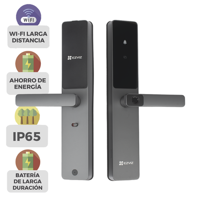 EZVIZ - Cerradura Inteligente / Wi-Fi / Bluetooth  / Códigos Temporales Para Visitantes / Lectura de Huella / Lectura de Tag / Contraseña /  Botón para Timbrar / Apertura Remota /  Alarma Anti-intrusión /  No Requiere HUB