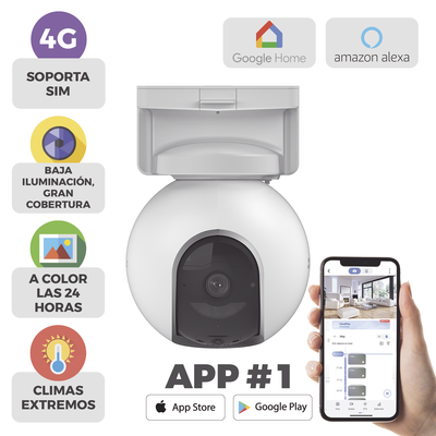 EZVIZ - Camara de Batería Recargable  / 4G Multicarrier /  3 Megapixel / Compatible con Panel Solar CS-CMT-SOLARPANEL-E conector Tipo C / Seguimiento Inteligente / Visión Nocturna a Color / Detección humana  / Exterior Con Potección