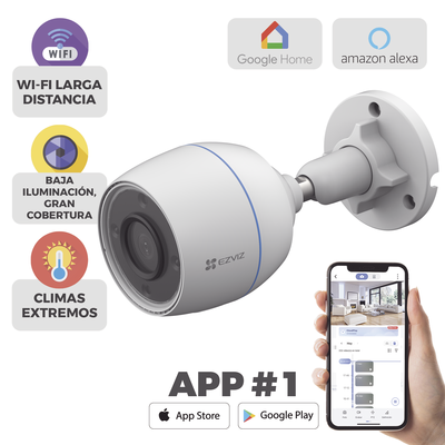 EZVIZ - Bala WiFi / 2  Megapixel / Detección humana / Micrófono Integrado / Micro SD / Excelente Vision Nocturna / Exterior