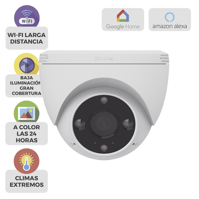EZVIZ - Domo IP 3 Megapíxel (2K) / Wi-Fi / Sirena y Estrobo /Audio de Dos Vías / Detección Humana y Vehiculo / Notificación Push / Audios Personalizables / Ranura Para Memoria hasta 512GB / Uso en Exterior IP67