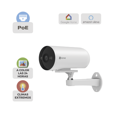 EZVIZ - Cámara IP Exterior PoE / Color Night Vision / 3 Megapixel (2K) / AI Detección Humana y Vehiculos / H.265 / Vision Nocturna a Color / IP67 / Audio Bidireccional / Luz y Sirena / Micro SD