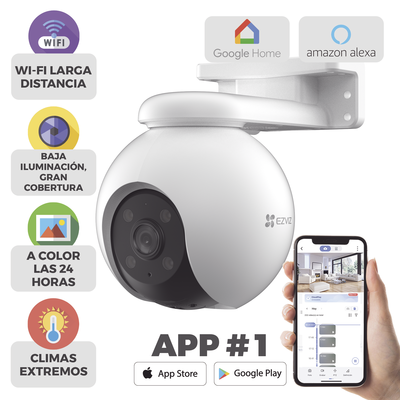 EZVIZ - PT WiFi / (3K) 5MP / Visión 360° / Detección humana / Detección de Vehiculo / Audio de Dos Vías / Sirena / Luz Parpadeante / Colores en Oscuridad / Micro SD / Presets / Autoseguimiento / Exterior