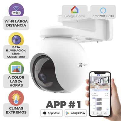 EZVIZ - Camara PT / Wi-Fi / Con Bateria Recargable (Sin Cables) / 2K Plus (4 Megapixel)  / Compatible con Panel Solar CS-CMT-SOLARPANEL-E / Seguimiento Inteligente / Visión Nocturna a Color / Detección humana  / Exterior