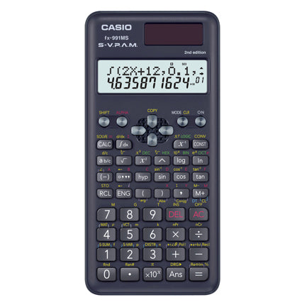 CASIO - Calculadora Cientifica Casio mas de 400 funciones FX-991MS-2 para preparatoria y universidad negra 2 lineas SVPAM
