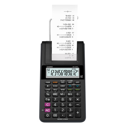 CASIO - Calculadora Casio con impresora tipo Sumadora HR-10RC negro pantalla LCD  Costo Venta y Margen 150 pasos