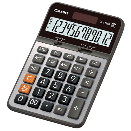CASIO - Calculadora de Escritorio Casio AX-120B 12 digitos pantalla extra grande doble alimentacion de bateria