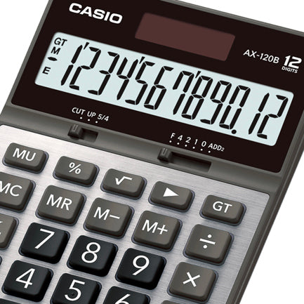CASIO - Calculadora de Escritorio Casio AX-120B 12 digitos pantalla extra grande doble alimentacion de bateria