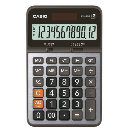 CASIO - Calculadora de Escritorio Casio AX-120B 12 digitos pantalla extra grande doble alimentacion de bateria