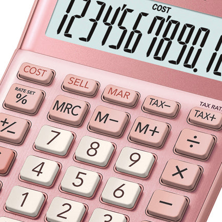 CASIO - Calculadora de Escritorio Casio MS-120FM-PK de 12 digitos rosa metalico costo venta y margen doble alimentacion