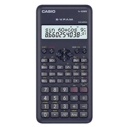 CASIO - Calculadora Cientifica Casio 240 funciones FX-82MS-2 para primaria y secundaria negro 2 lineas de visualizacion SVPAM