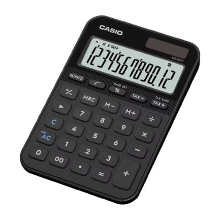CASIO - Calculadora Casio MS-20YC-BK Negro De 12 Dígitos Pantalla Extragrande Solar Y Batería