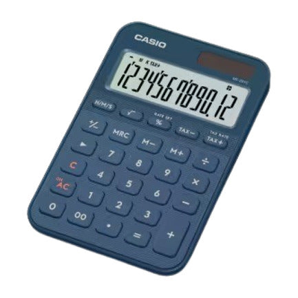 CASIO - Calculadora Casio MS-20YC-NY Color Azul Marino De 12 Dígitos Pantalla Extragrande Solar Y Batería