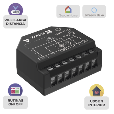 EZVIZ - Relevador Wi-Fi  Inteligente / 2 Salidas Para 2 Apagadores / Ideal Para Control de Iluminación / Control Remoto / Horarios Personalizados / Registro de Consumo / 110-240VCA
