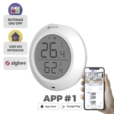 EZVIZ - Sensor de Temperatura y Humedad / Compatible con Hub CS-A3 / Protocolo Zigbee