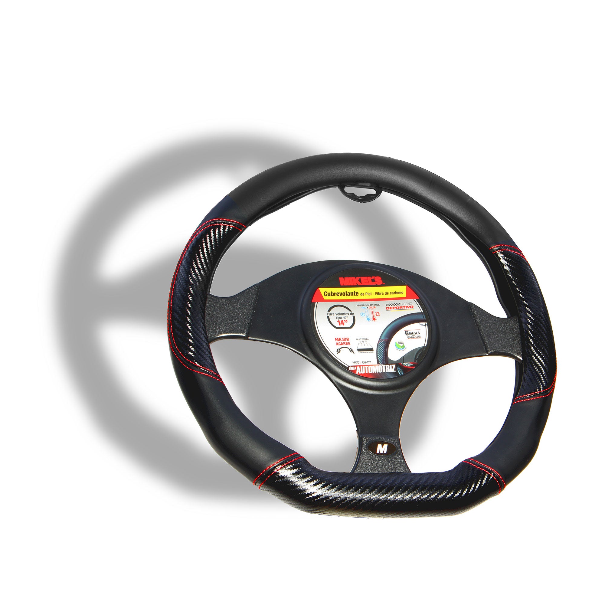 Cubrevolante de piel, fibra de carbono forma "D"