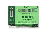BACO - Clip Baco Cuadradito #3 Niquelado Paquete c/10 Cajas c/100 Clips c/u