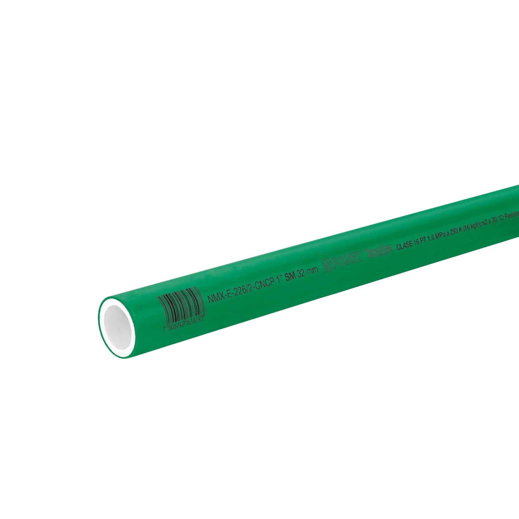 Tubo de 32mm (1') PPR hidraulico, 4m, 1.4kg, FOSET