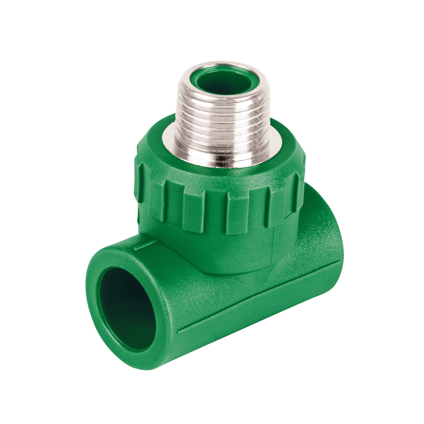 Tee macho de PPR 1/2' con inserto metalico, Foset