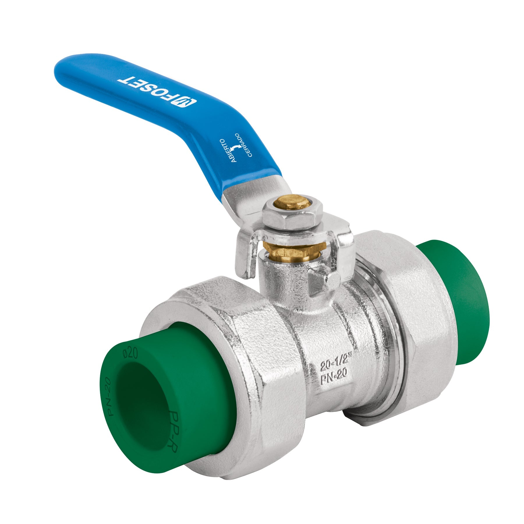 Valvula de esfera desmontable PPR, 1/2' (20mm), FOSET