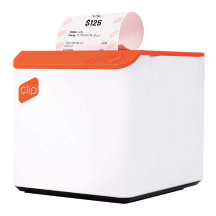 CLIP - Impresora Térmica Clip con Conexión Bluetooth Portátil Compatible con POS Blanco-Naranja
