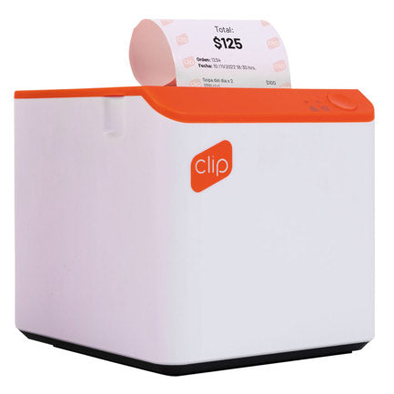 CLIP - Impresora Térmica Clip con Conexión Bluetooth Portátil Compatible con POS Blanco-Naranja