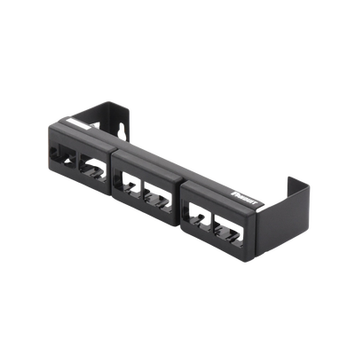 PANDUIT - Panel de Parcheo Modular (Sin Conectores), de 12 Puertos Mini-Com, Instalación en Pared con Montaje Incluido, Color Negro