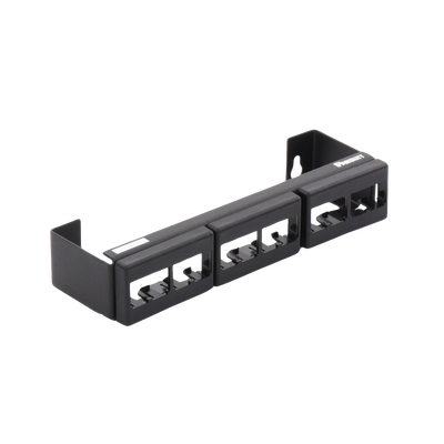 PANDUIT - Panel de Parcheo Modular (Sin Conectores), de 12 Puertos Mini-Com, Instalación en Pared con Montaje Incluido, Color Negro