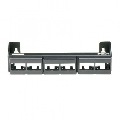 PANDUIT - Panel de Parcheo Modular (Sin Conectores), de 12 Puertos Mini-Com, Instalación en Pared con Montaje Incluido, Color Negro