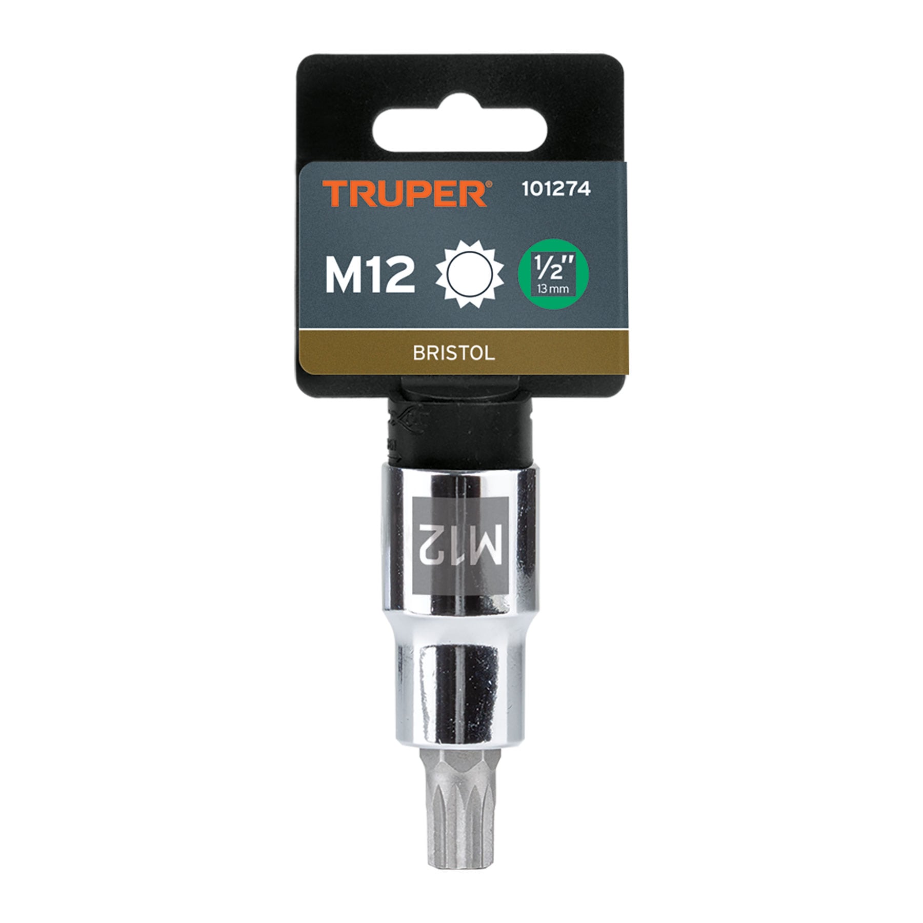 Dado punta corta bristol M10, cuadro 1/2', Truper