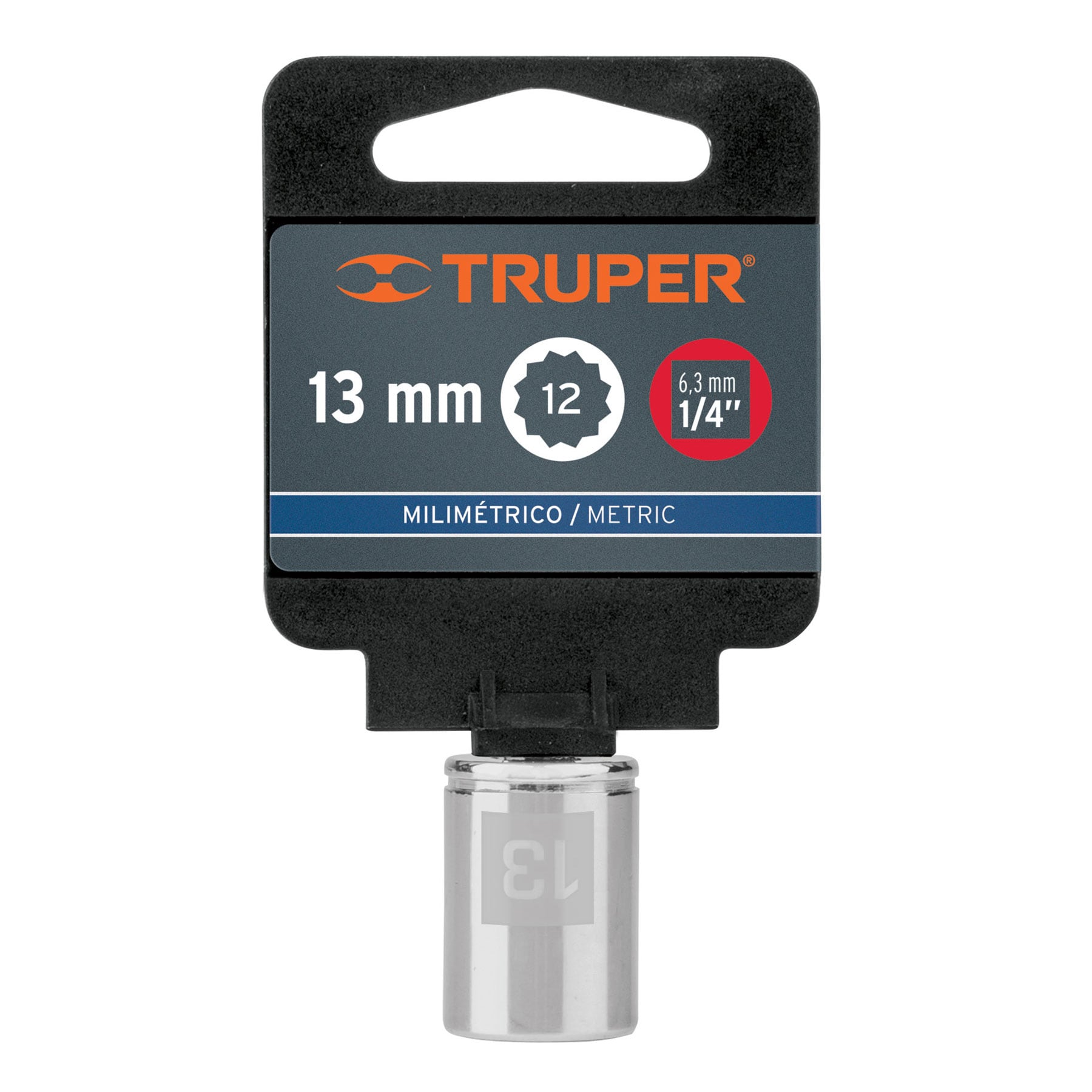 Dado de 13 mm, 12 puntas, cuadro 1/4', Truper