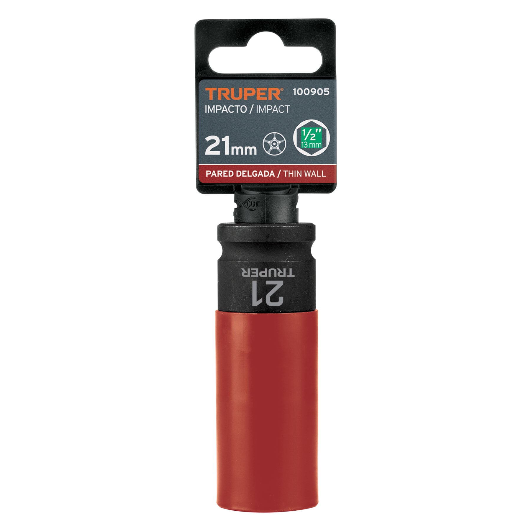 Dado largo impacto prot. plast. 21 mm, 6 puntas, cuadro 1/2'
