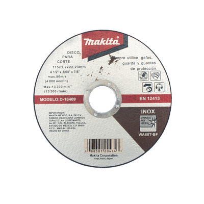 MAKITA -  Disco de Corte de 7/8" de acero inoxidable, diámetro de 4-1/2"
