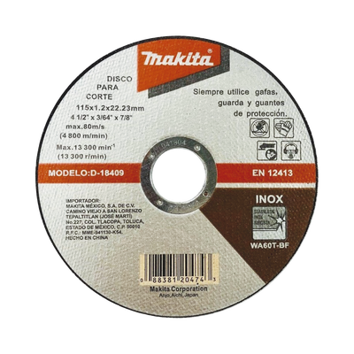 MAKITA -  Disco de Corte de 7/8" de acero inoxidable, diámetro de 4-1/2"