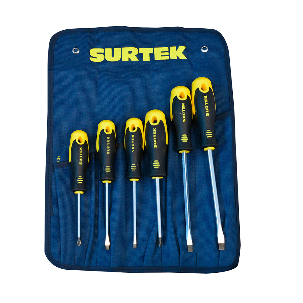 Surtek - Juego 6 destornilladores bimaterial estuche comb.